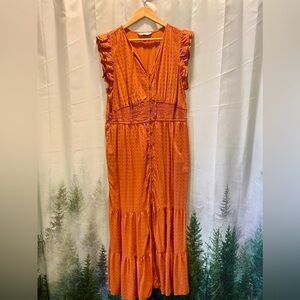 Sonoma Vibrant Orange Maxi Dress with Ruffle Details